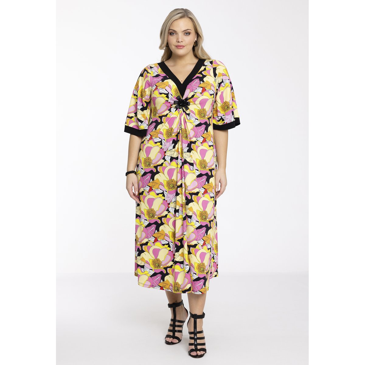 Robe imprimé / imprimée floral noir, YOEK