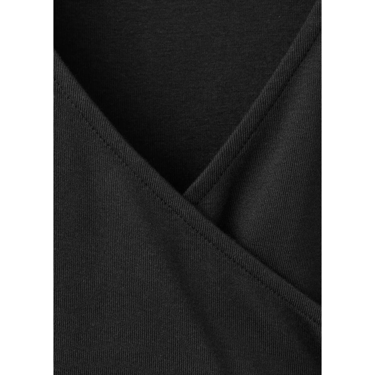 T-shirt côtelé croisé noir, MANGO TEEN