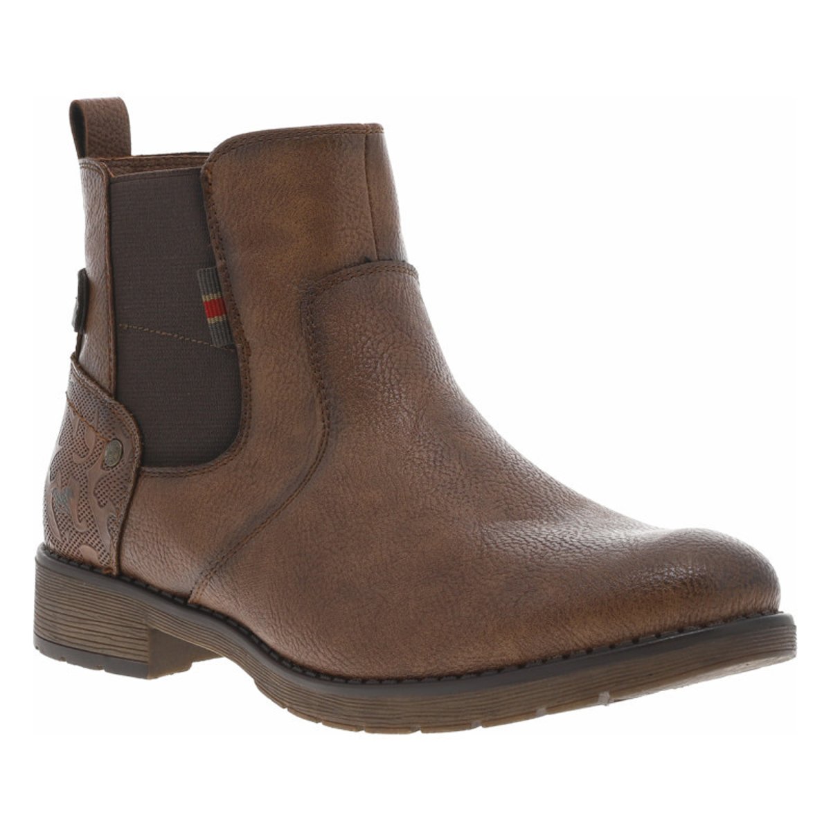 Boots cognac à talon décroché bas avec un zip et un soufflet élastiqué cognac, MUSTANG