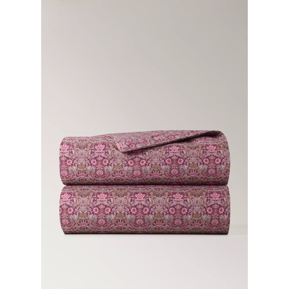 Housse de couette percale de coton imprimé fleuri lit 90 cm prune, MANGO HOME