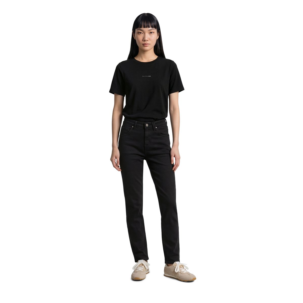 Jeans modèle Freja boyfriend en coton biologique mélangé stretch noir, MARC O’POLO DENIM