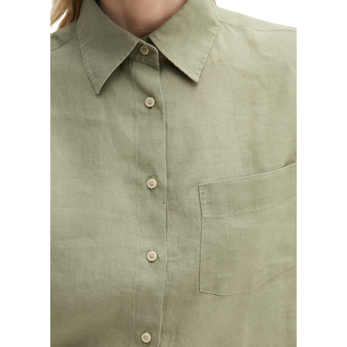 Blouse en lin regular avec fonction de refroidissement naturel vert clair, MARC O'POLO