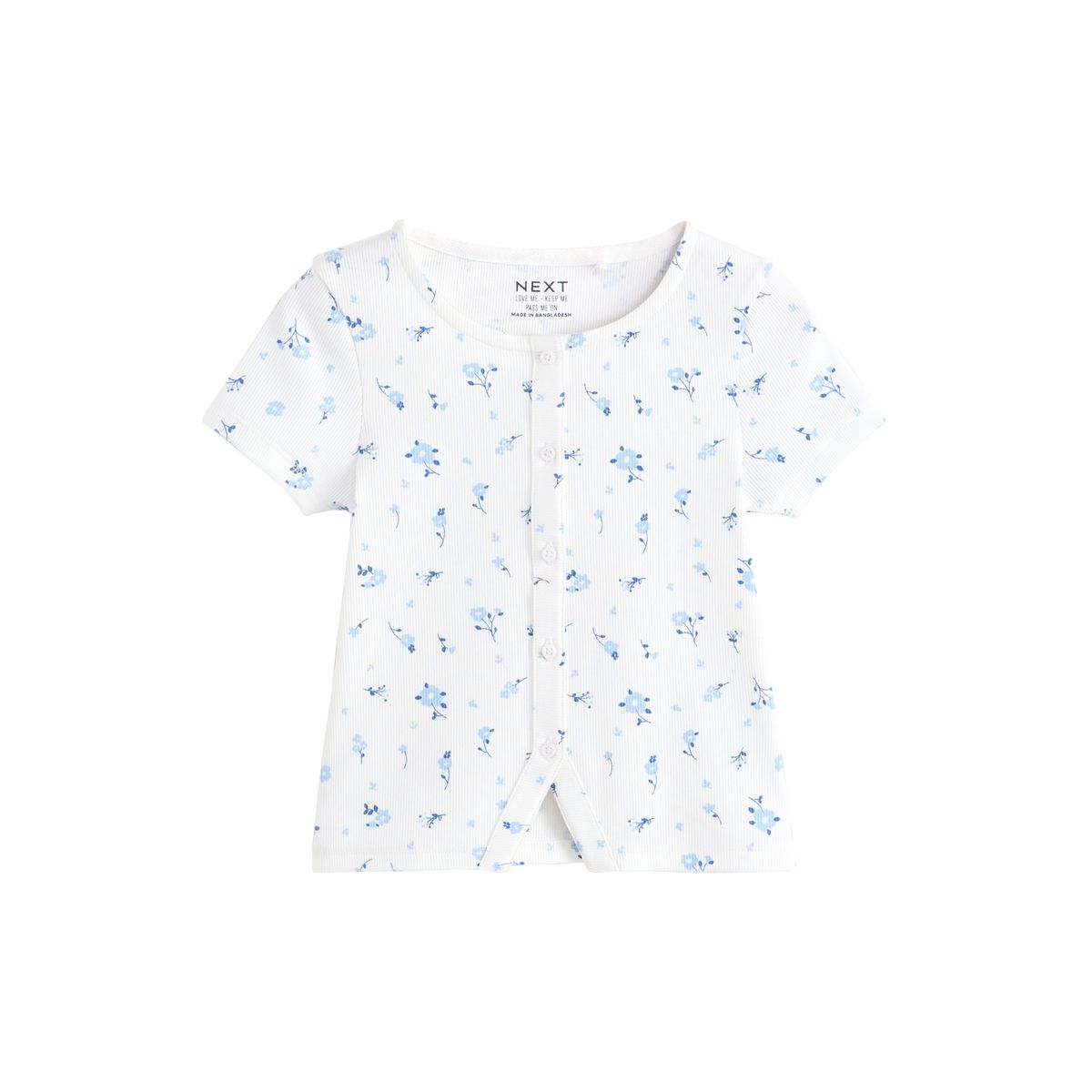 Cardigan côtelé à manches courtes floral ditsy blanc, NEXT