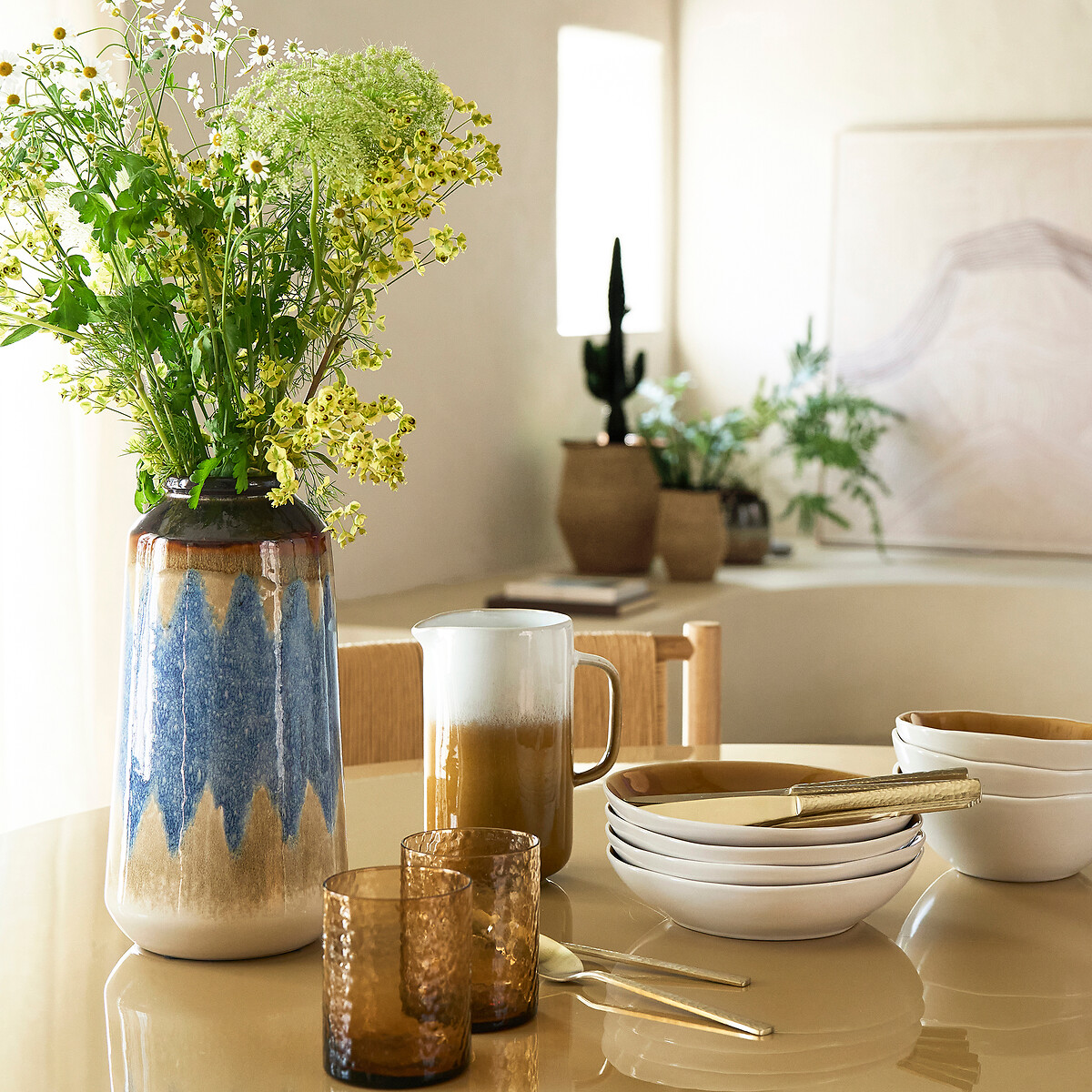 Zia blue ceramic vase, 29cm high multi-coloured, LA REDOUTE INTERIEURS