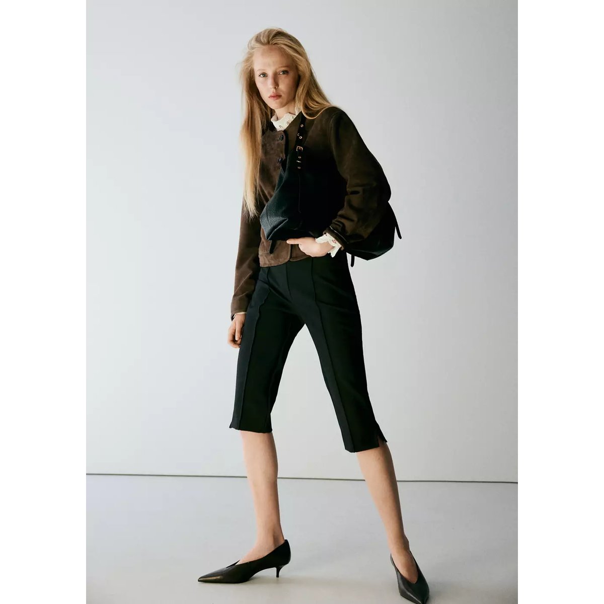 Veste daim poches kaki, MANGO