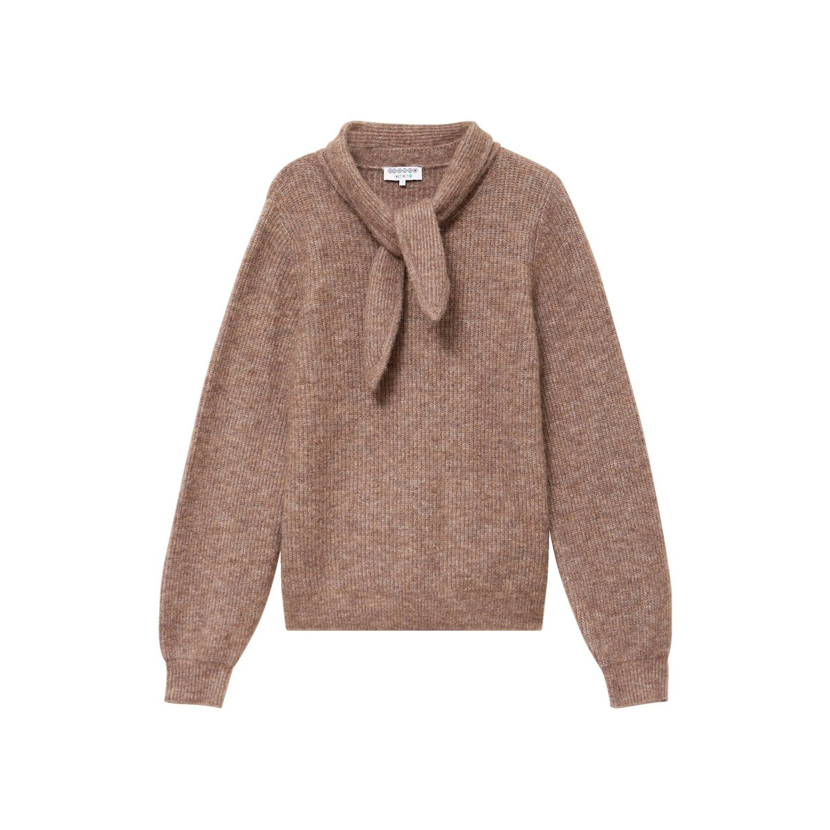 Pull droit col montant manches longues marron, BONOBO