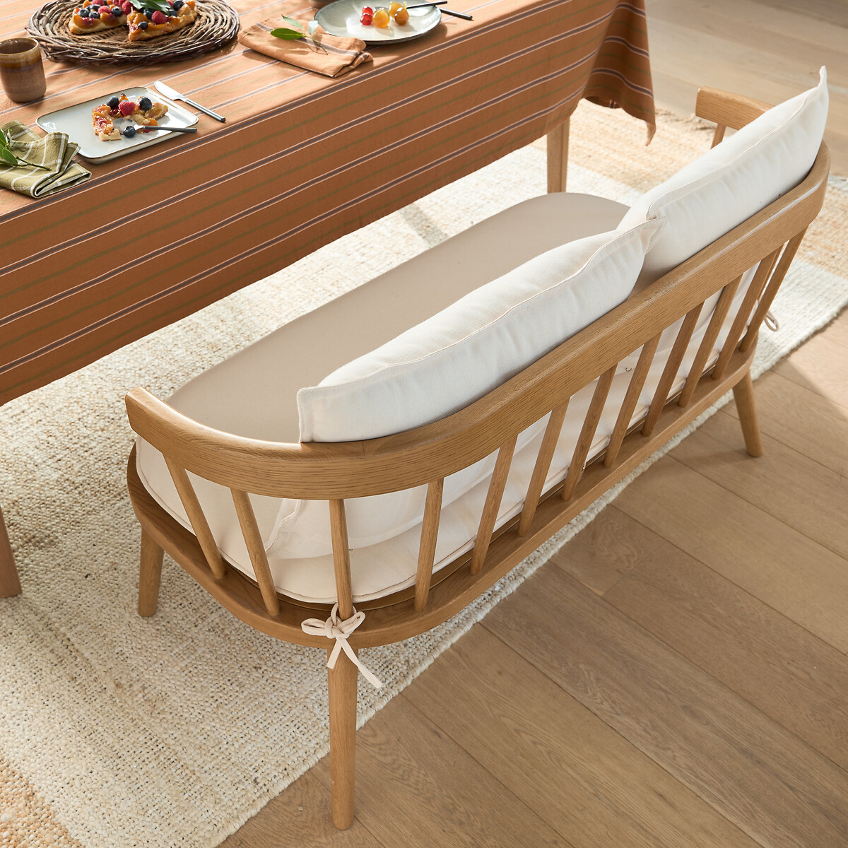Banquette de table chêne et tissu, Portman beige, LA REDOUTE INTERIEURS