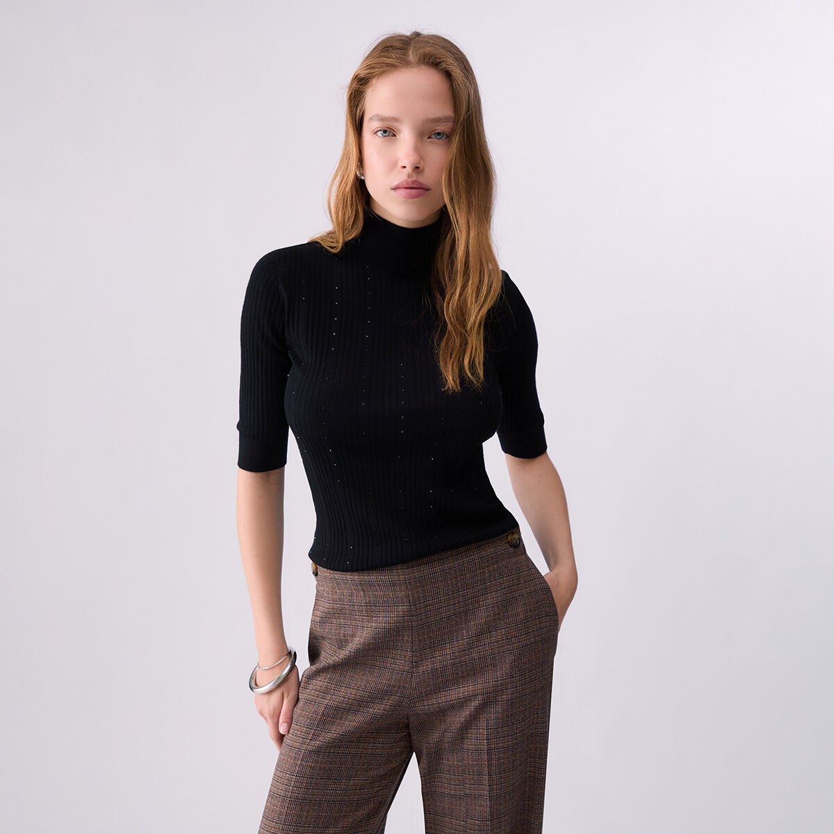 Haut en laine avec strass noir, LIU JO
