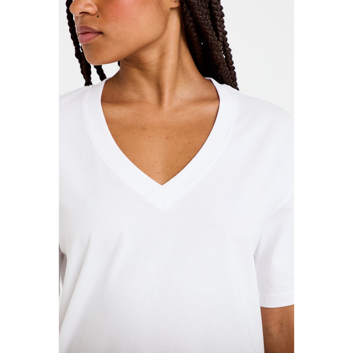T-shirt col v manches courtes blanc, CACHE CACHE