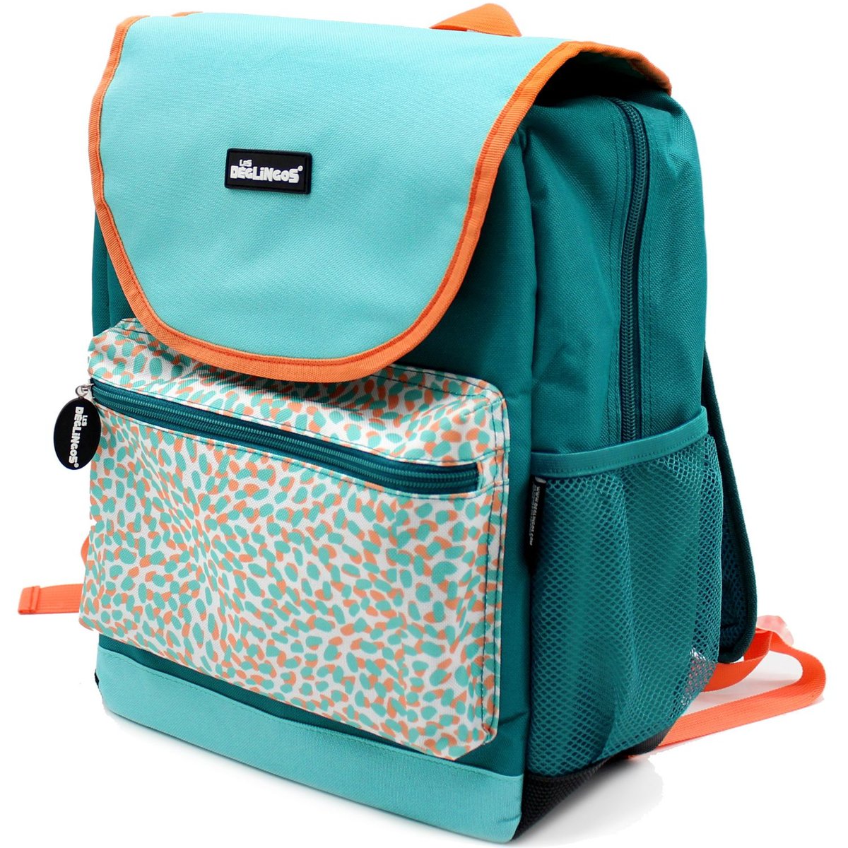 Sac à dos enfant bleu, blanc, orange, LES DEGLINGOS