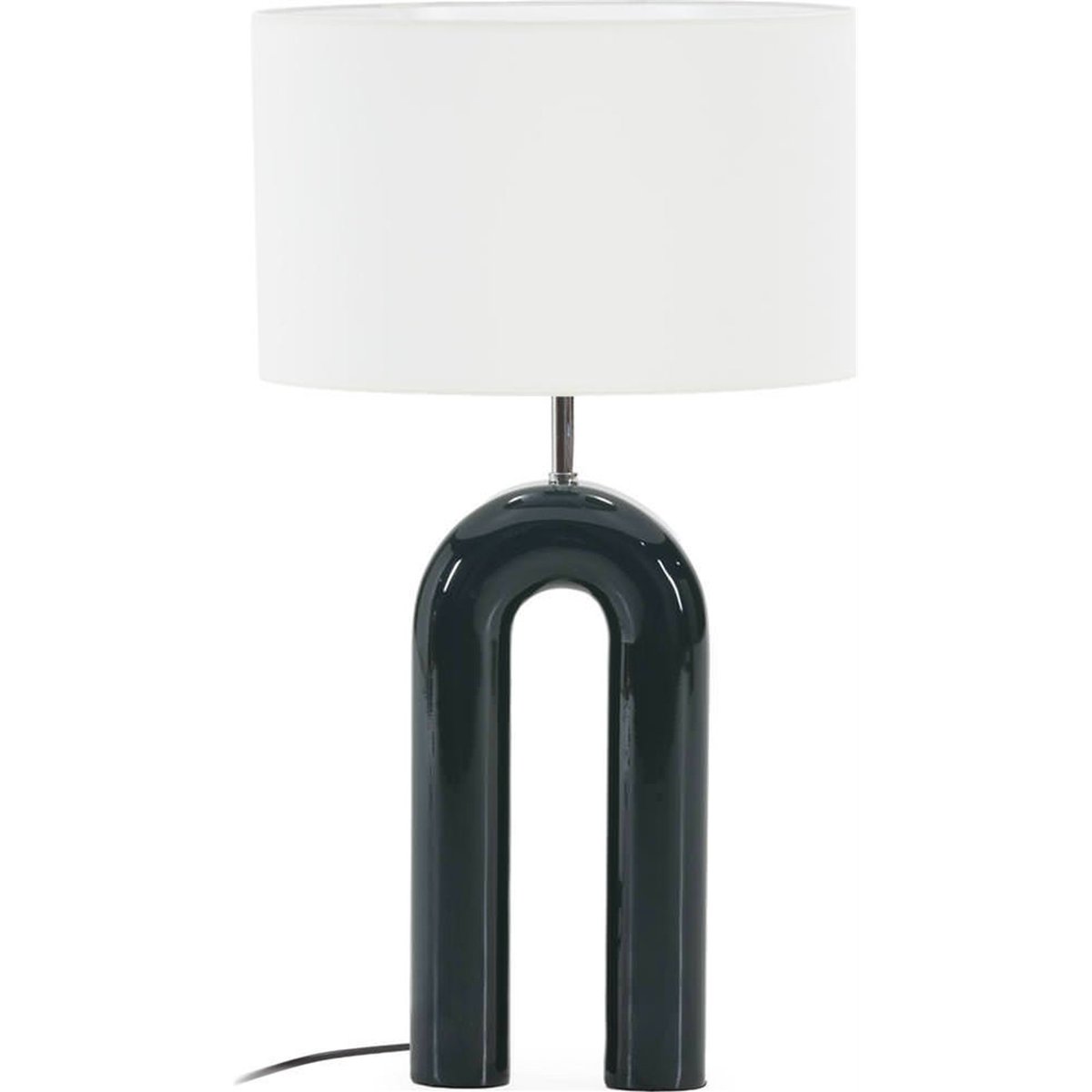 Lampe de table sculpturale en résine laquée vert foncé brillant et noir, RECOLLECTION
