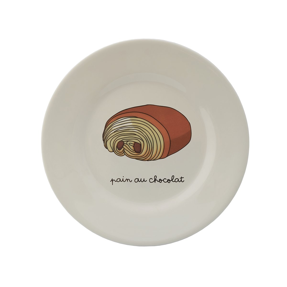 Assiette enfant avec pain au chocolat 20 cm blanc, PETIT JOUR