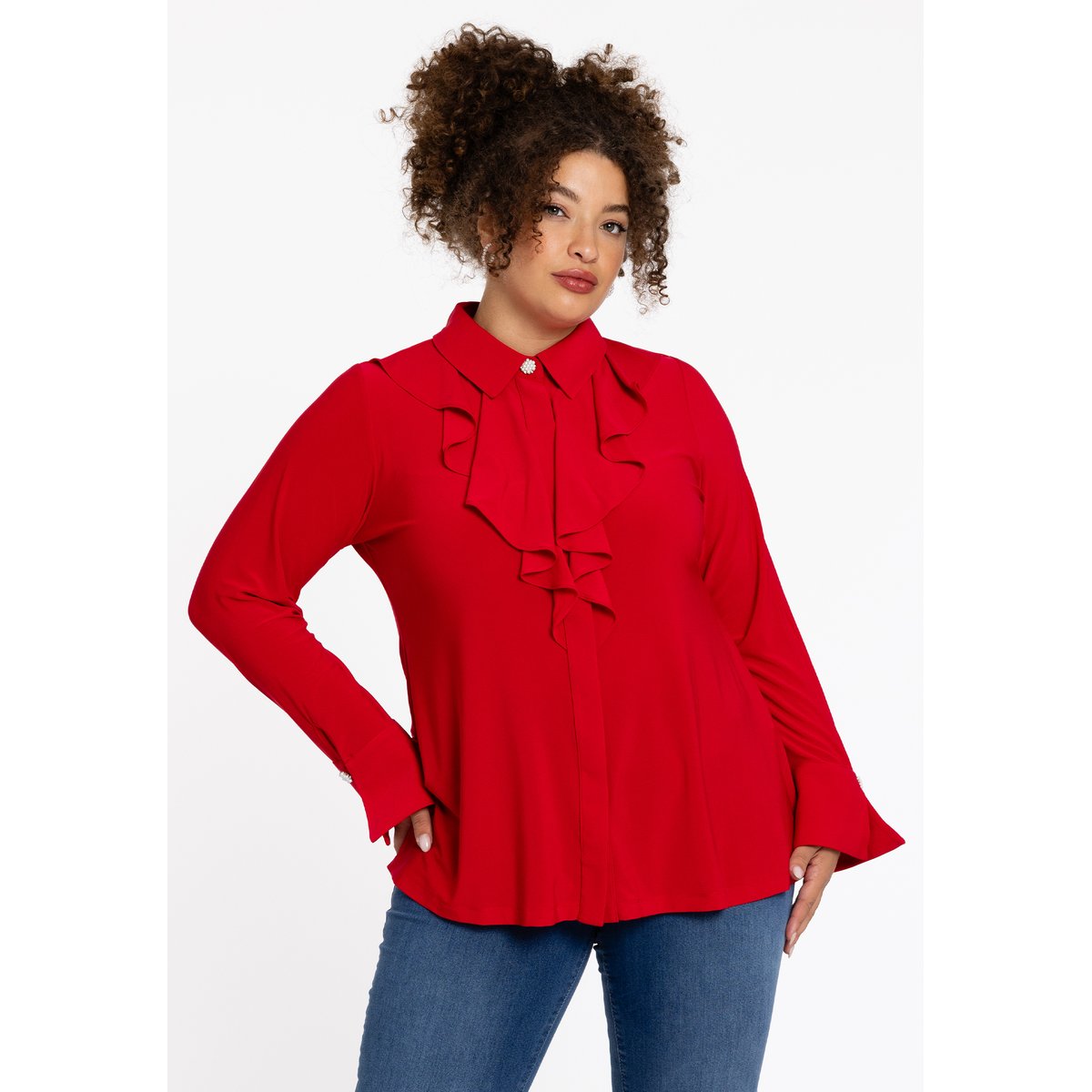 Chemise volanté /à volants rouge, YOEK