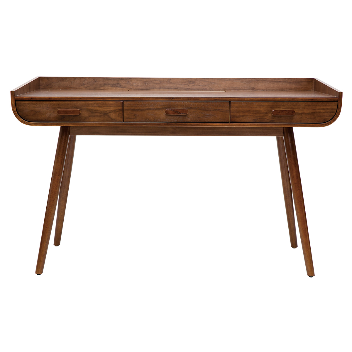 Bureau scandinave en bois avec rangements L132 cm HALLEN noyer, MILIBOO