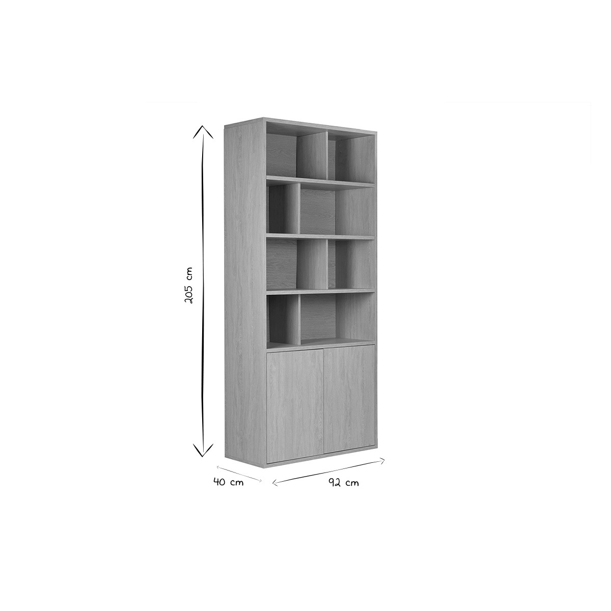 Bibliothèque finition bois clair chêne L92 cm NAGANO chêne clair, MILIBOO