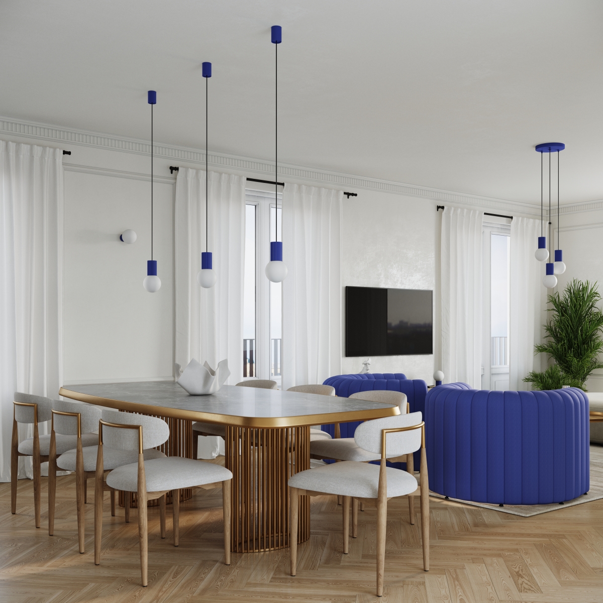 Suspension Aluminium Outremer G9 3 Halo bleu, EDEN