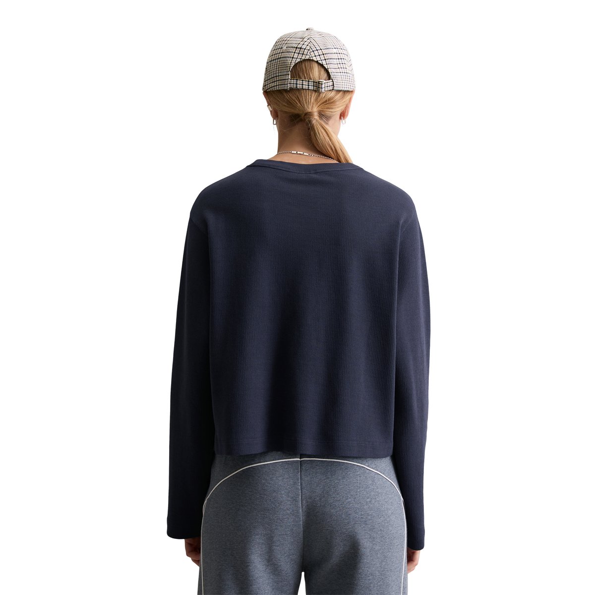 T-shirt long relaxed en jersey lourd bleu foncé, MARC O’POLO DENIM