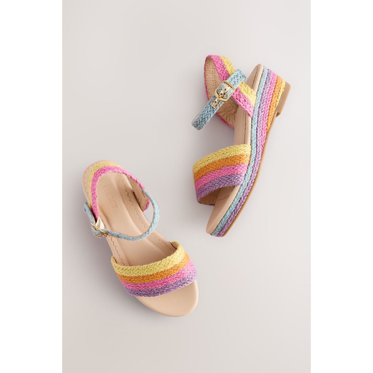 Sandales à semelles compensées jute arc-en-ciel, NEXT