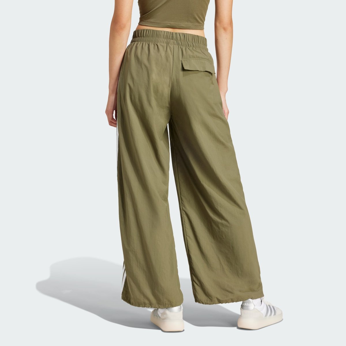 Pantalon large Essentials 3-Stripes olive strata / white, ADIDAS SPORTSWEAR