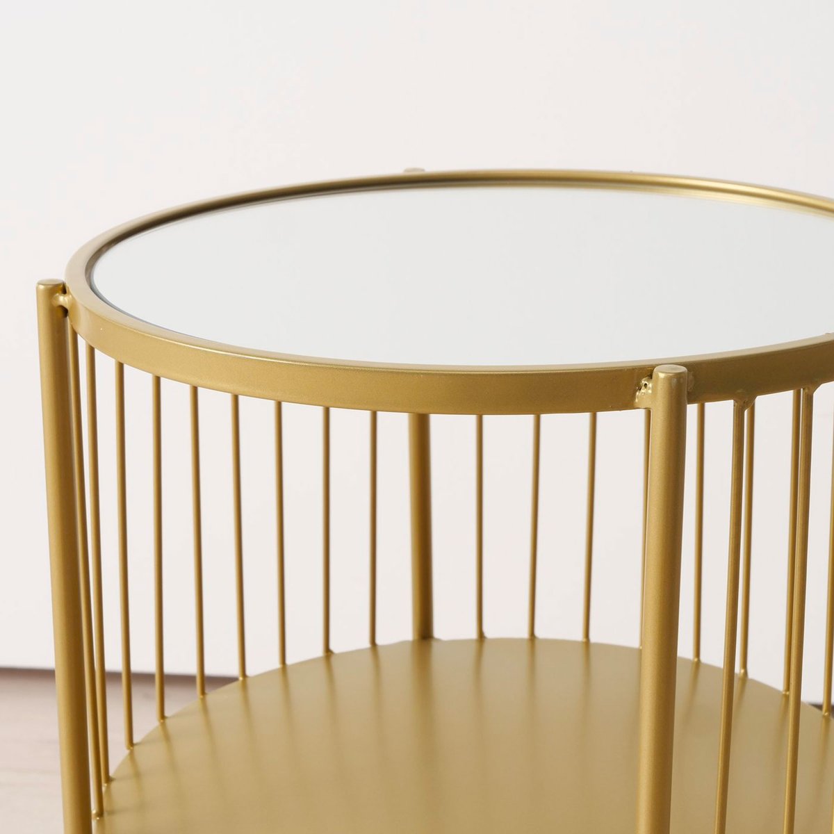 Table d'appoint ronde en métal doré et plateau miroir 33x33x55.5cm doré, WADIGA