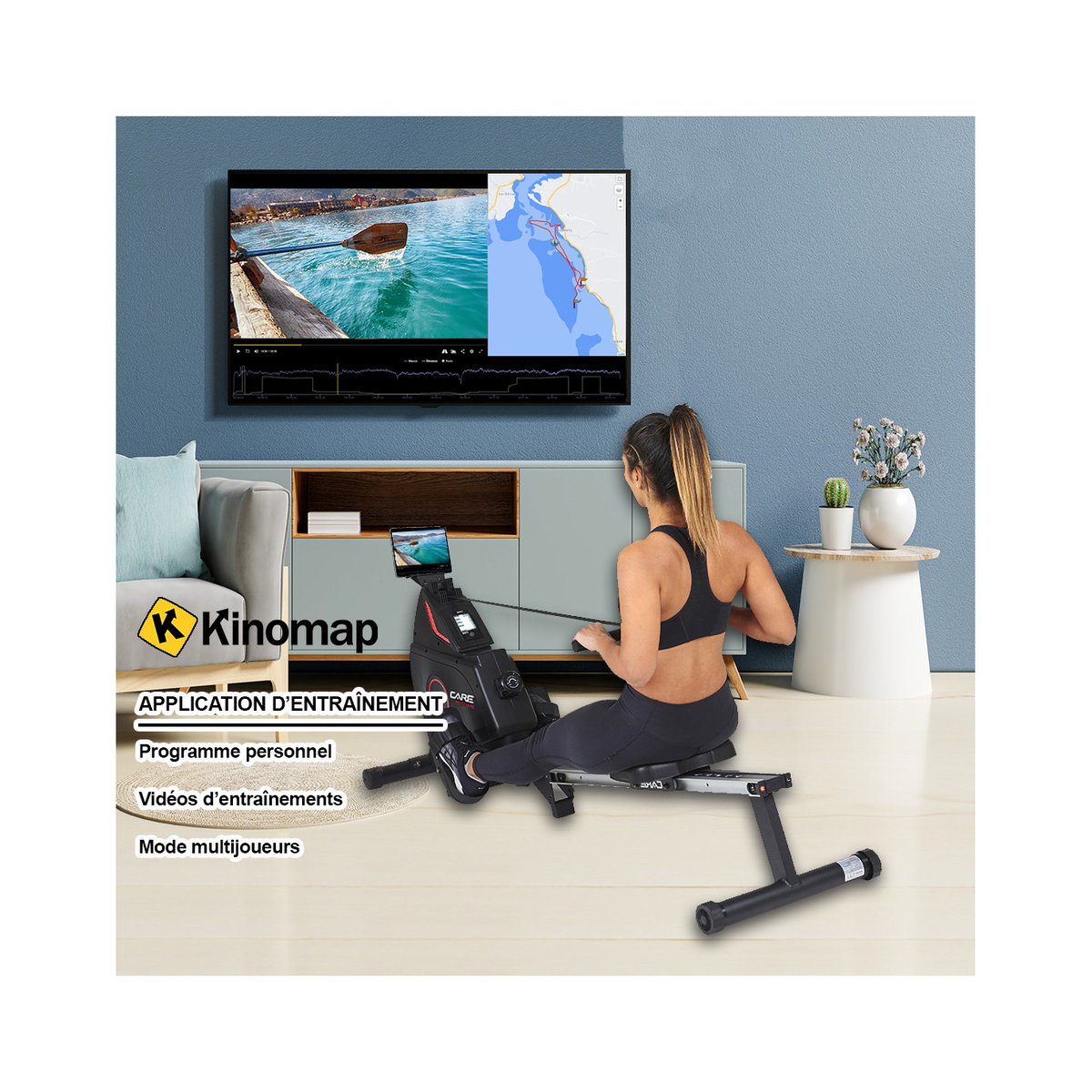 Rameur connecté - Mag flyer KS-2 noir, CARE FITNESS