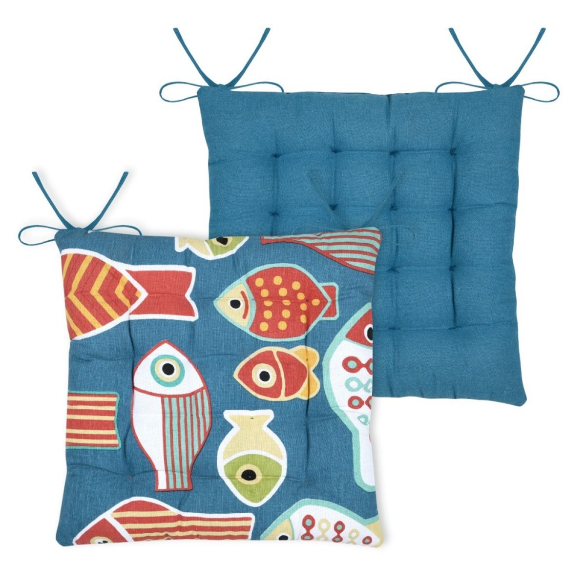 Lot De 4 Galettes De Chaise Color Fish bleu, DECORATIE