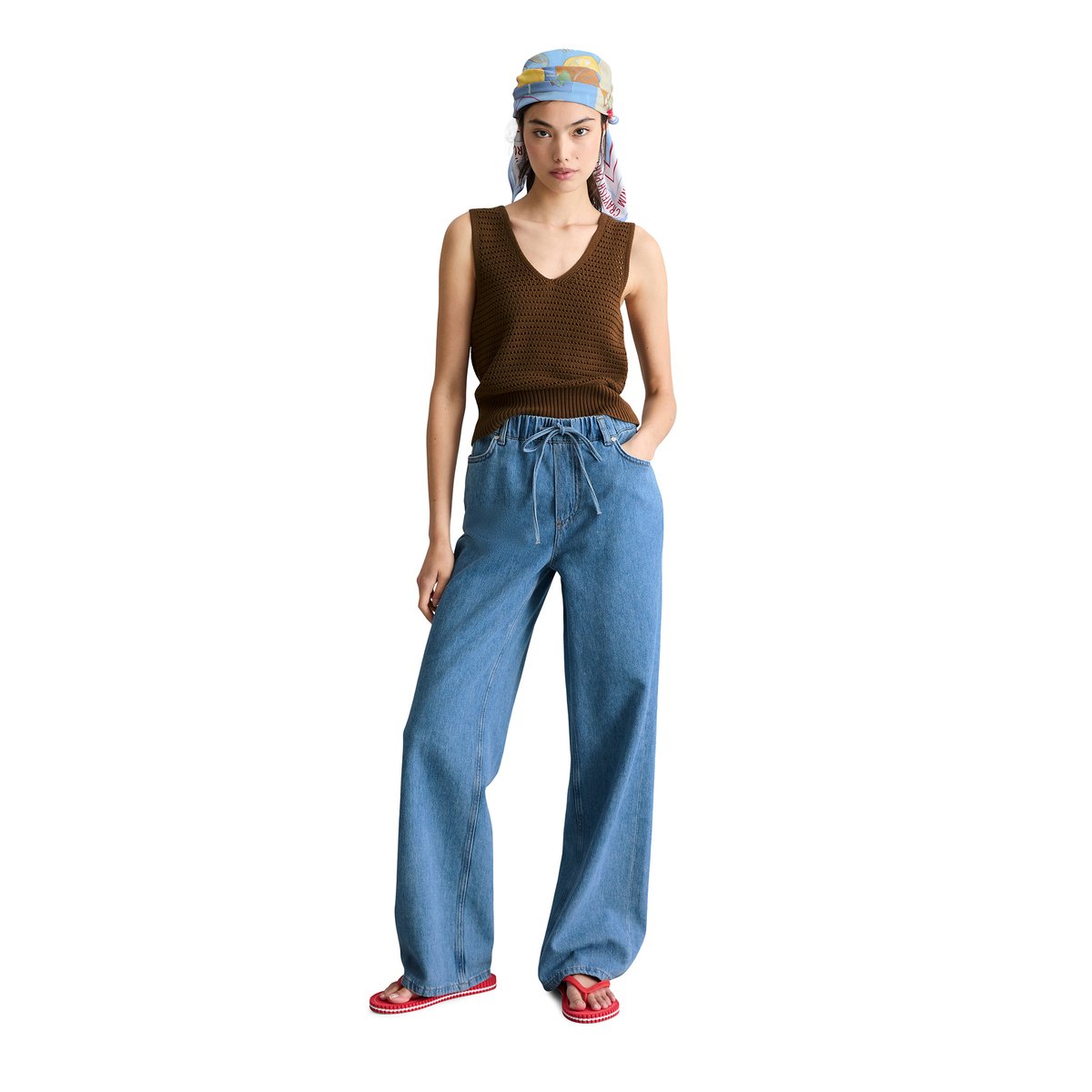 Jeans modèle Tomma large avec ceinture élastique bleu, MARC O’POLO DENIM