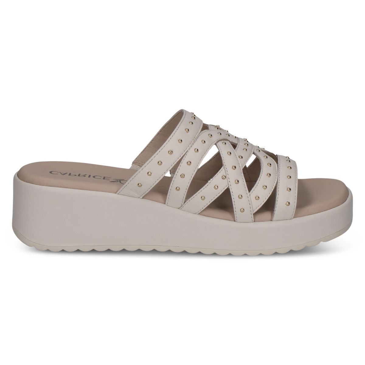 Mule en cuir blanc pistache, CAPRICE