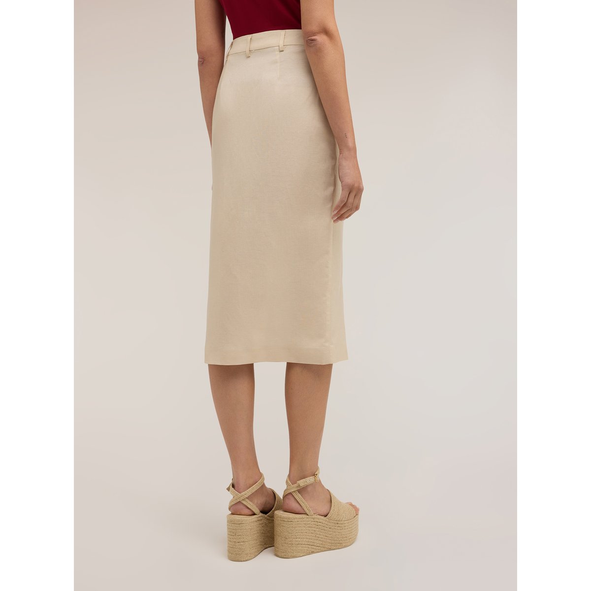 Jupe crayon mi-longue beige, MOTIVI