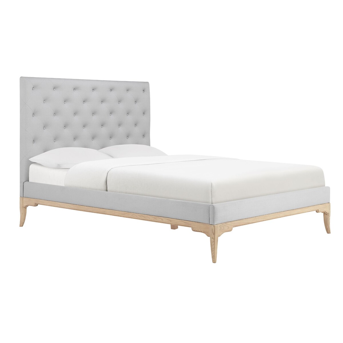 Toulon Oak & Buttoned Linen Bed light oak wood, WILLIS & GAMBIER