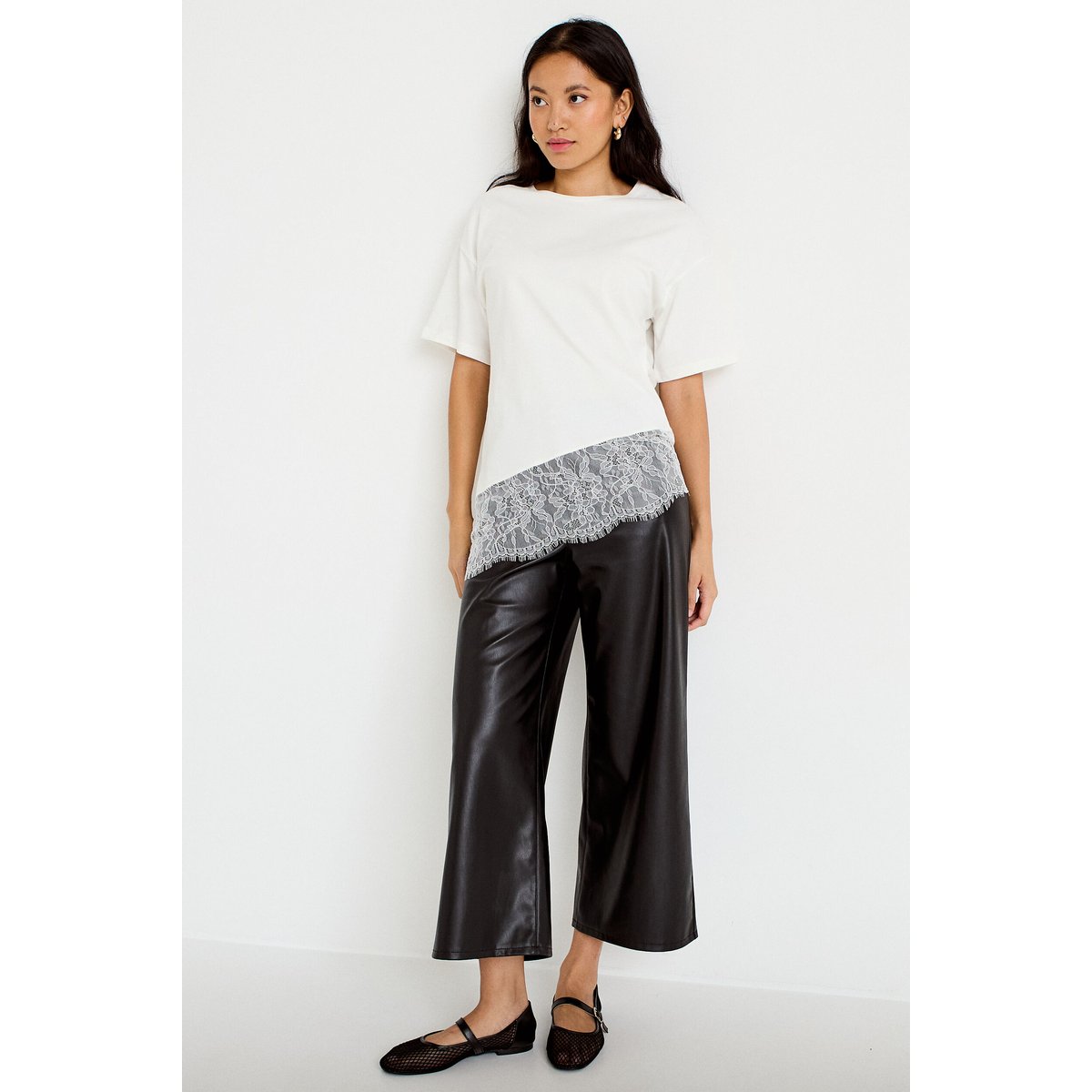 Pantalon bootcut 3/4 taille haute noir, CACHE CACHE