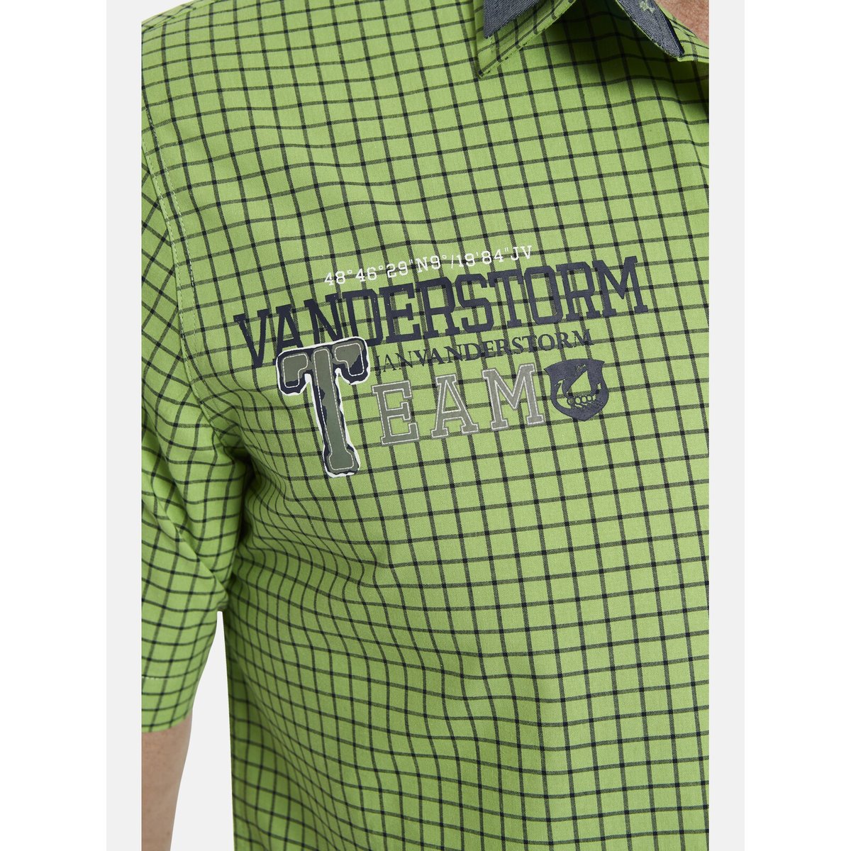 Chemise à manches courtes RUTGER vert clair à carreaux, JAN VANDERSTORM