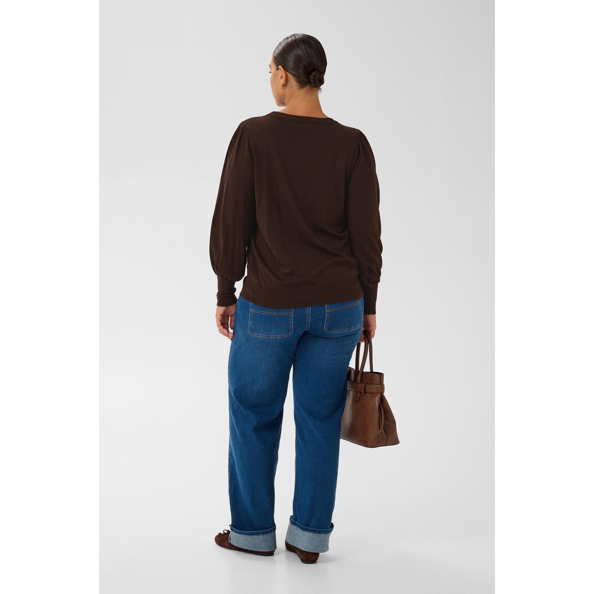 Pullover tricoté marron coffee bean, KAFFE CURVE