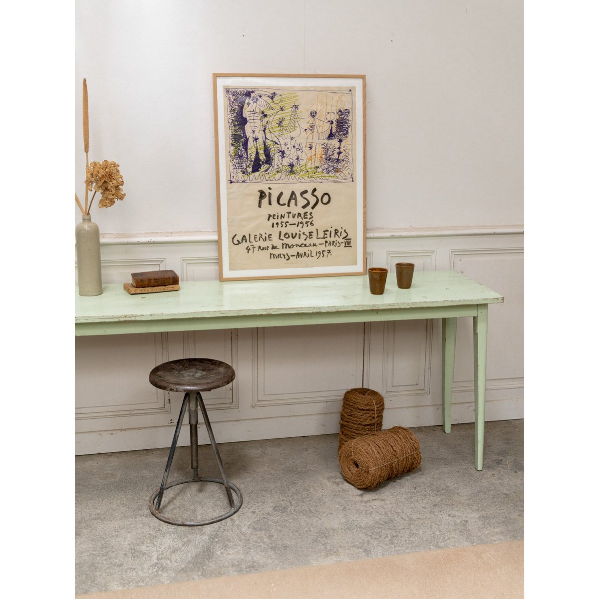 Grande console vert menthe Hanna N°1402 - Bon état vert, DEBONGOUT