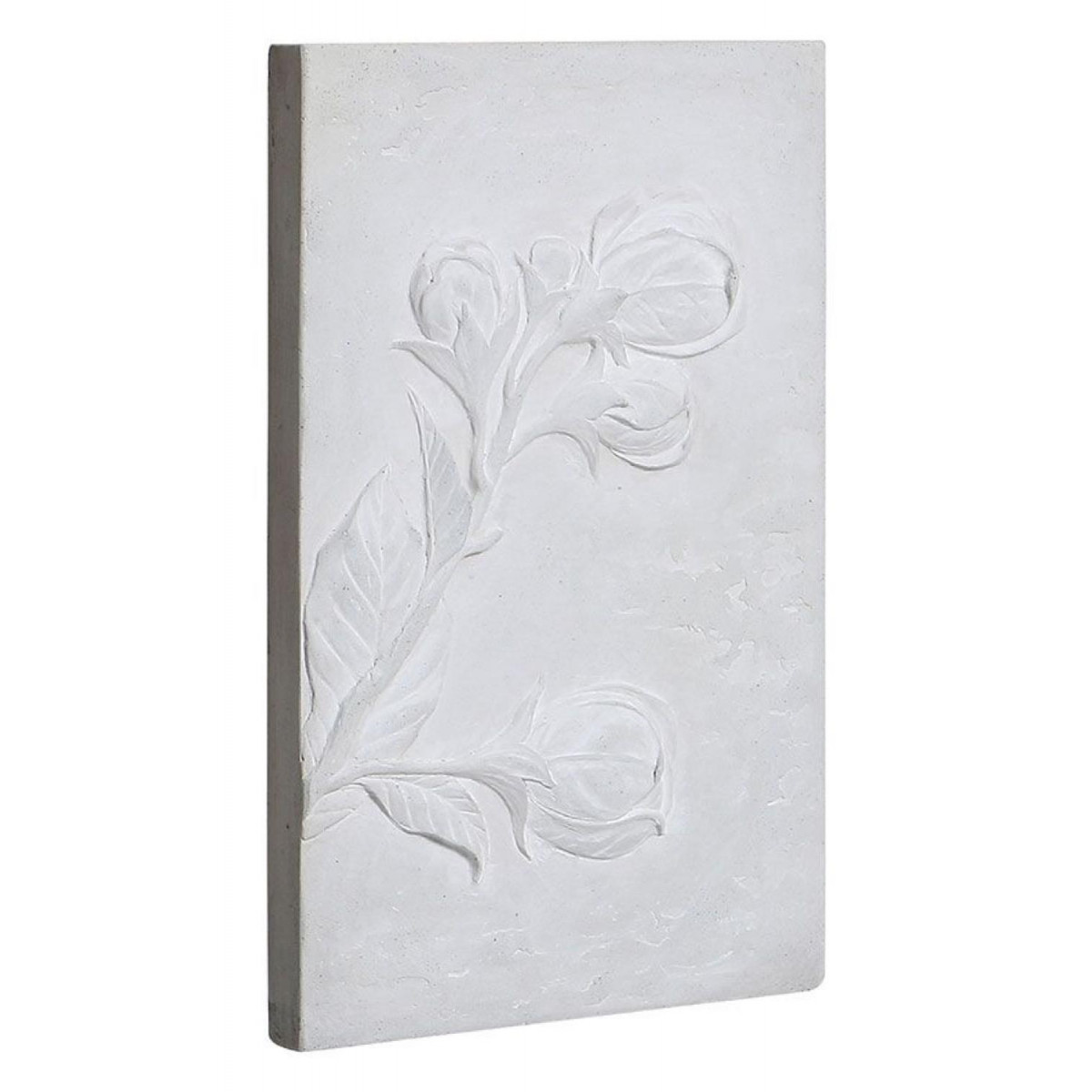 Triptyque en béton motif floral en relief - gris, INTERIOR'S