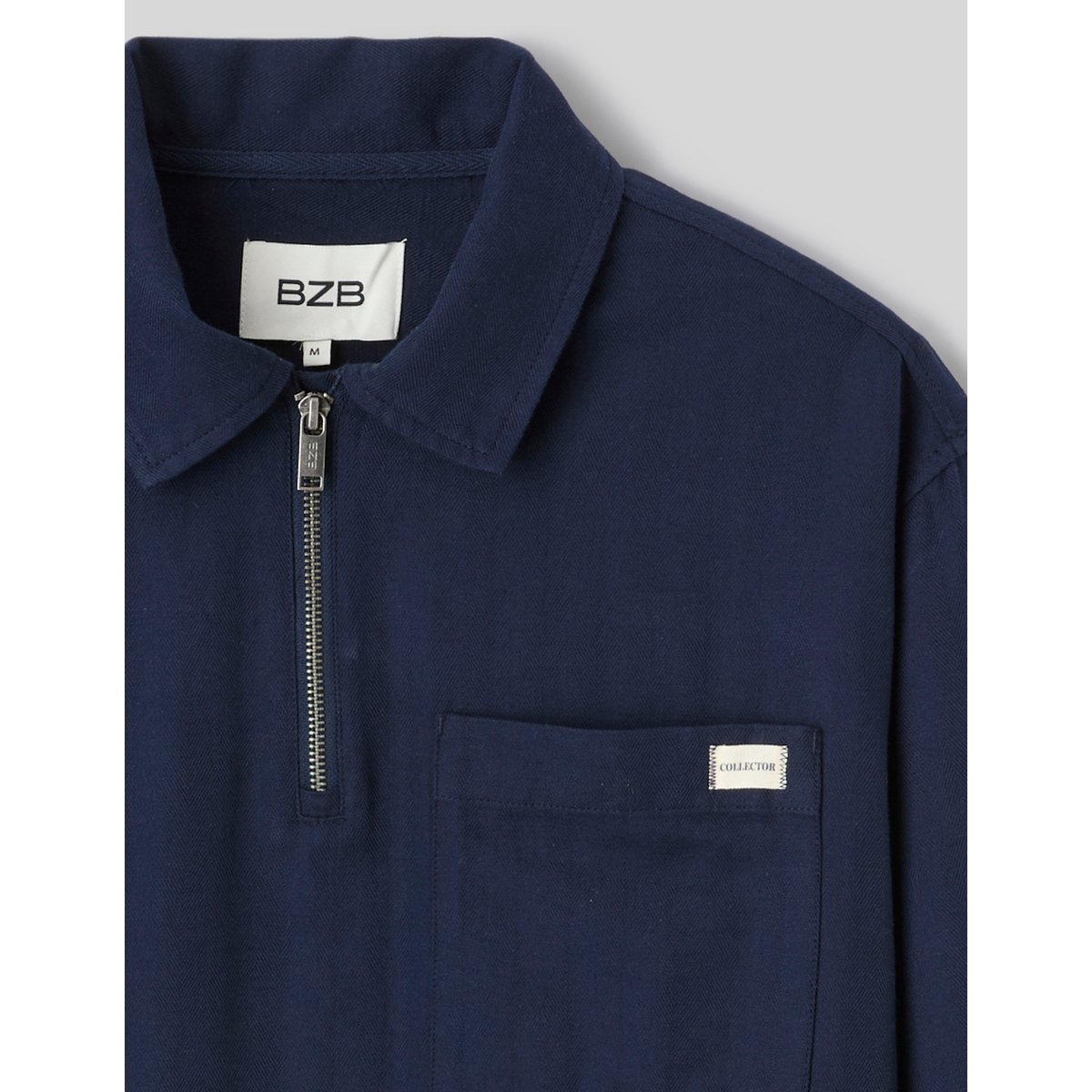 Chemise enfilée zippée manches longues bleu foncé, BZB