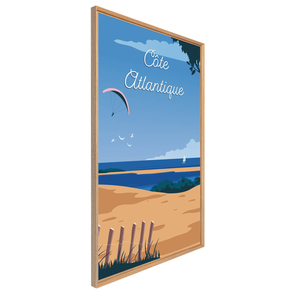 Tableau Mural Illustration Plage Atlantique Nuit PLAGE bleu-fibres de bois, CEANOTHE