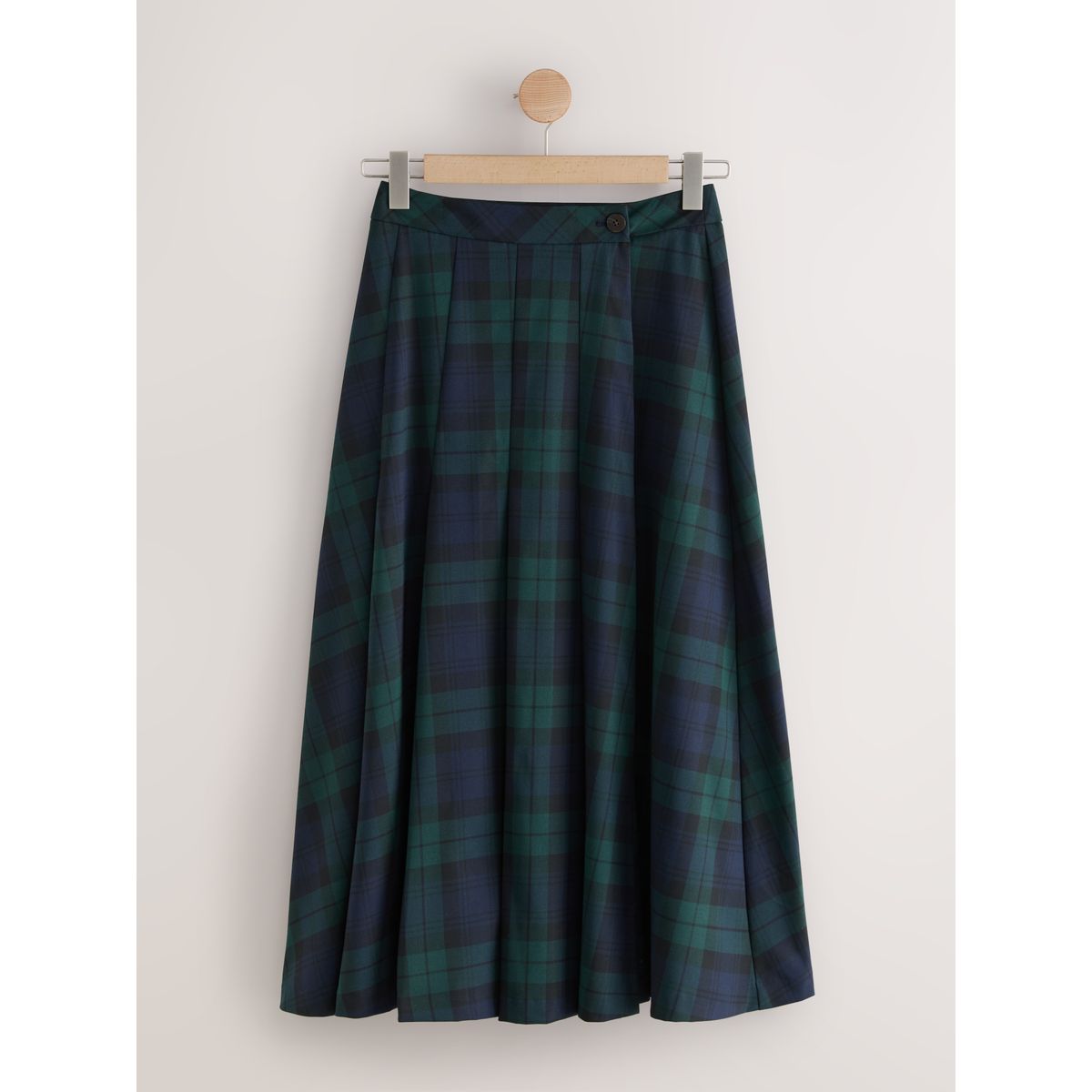 Jupe kilt mi-longue plissée à motif écossais vert/bleu marine, NEXT