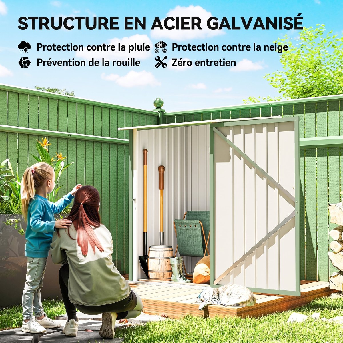 Abri de jardin Acier Vert vert clair, OUTSUNNY