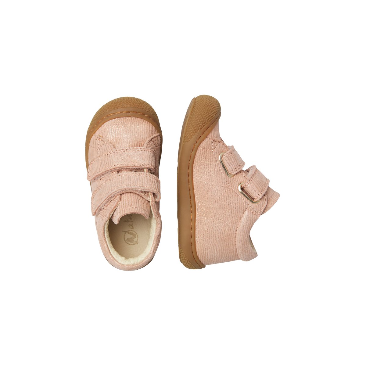 Chaussures premiers pas en suède COCOON VL rose poudré-marron, NATURINO