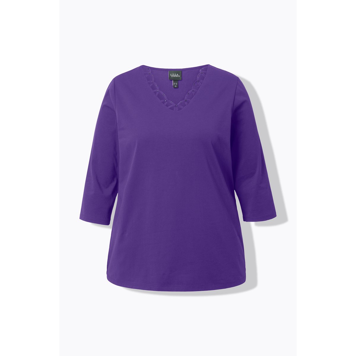 T-shirt décolleté avec strass fantaisie et lys, ULLA POPKEN