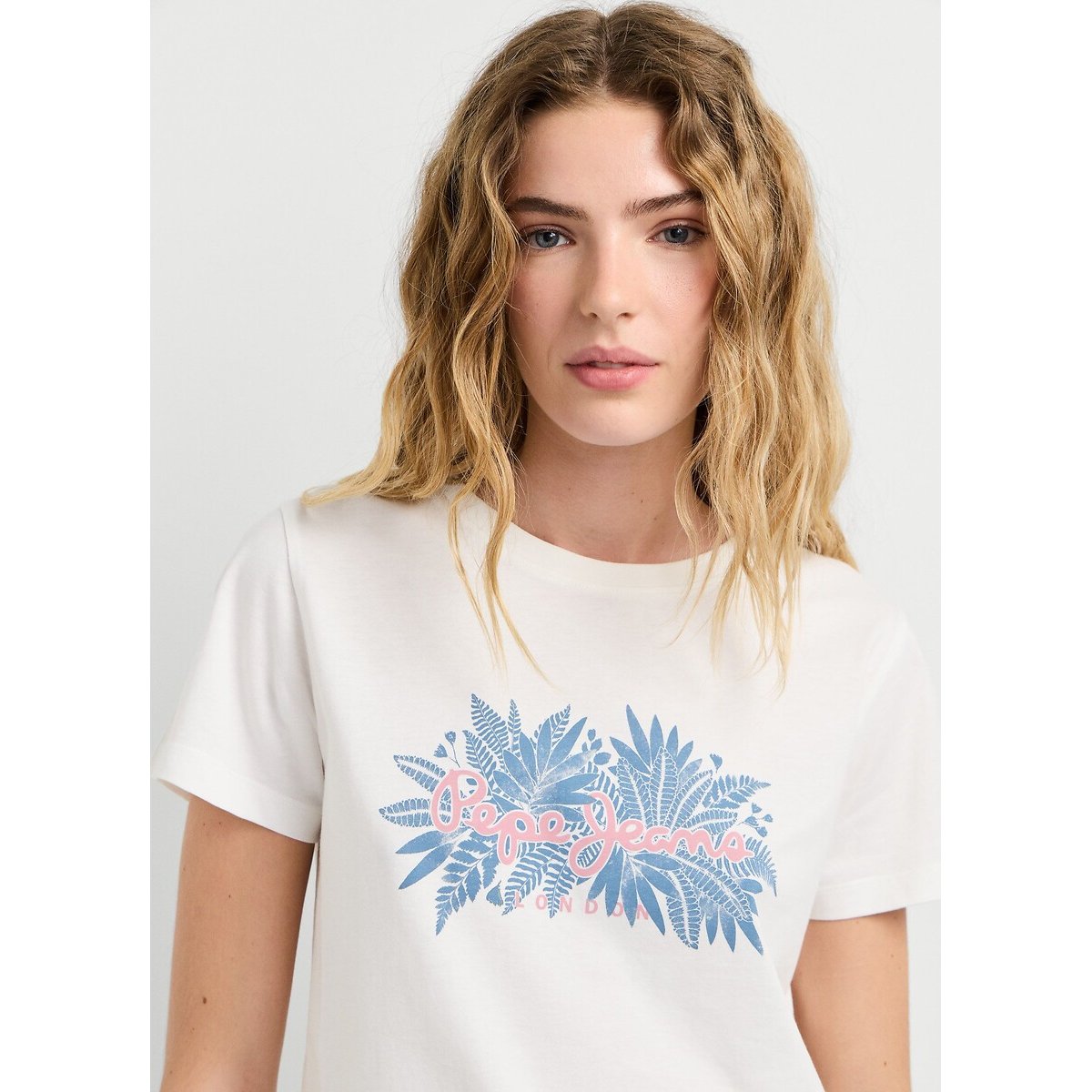 T-shirt manches courtes, col rond blanc, PEPE JEANS