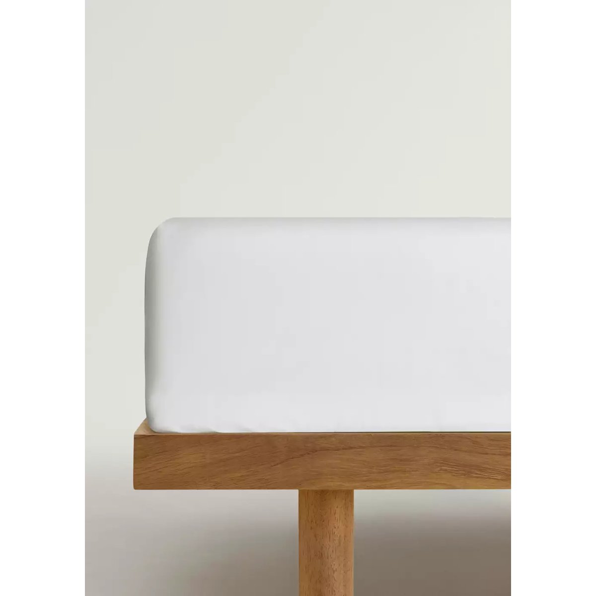 Drap-housse coton satin 600 fils lit 90 cm blanc, MANGO HOME