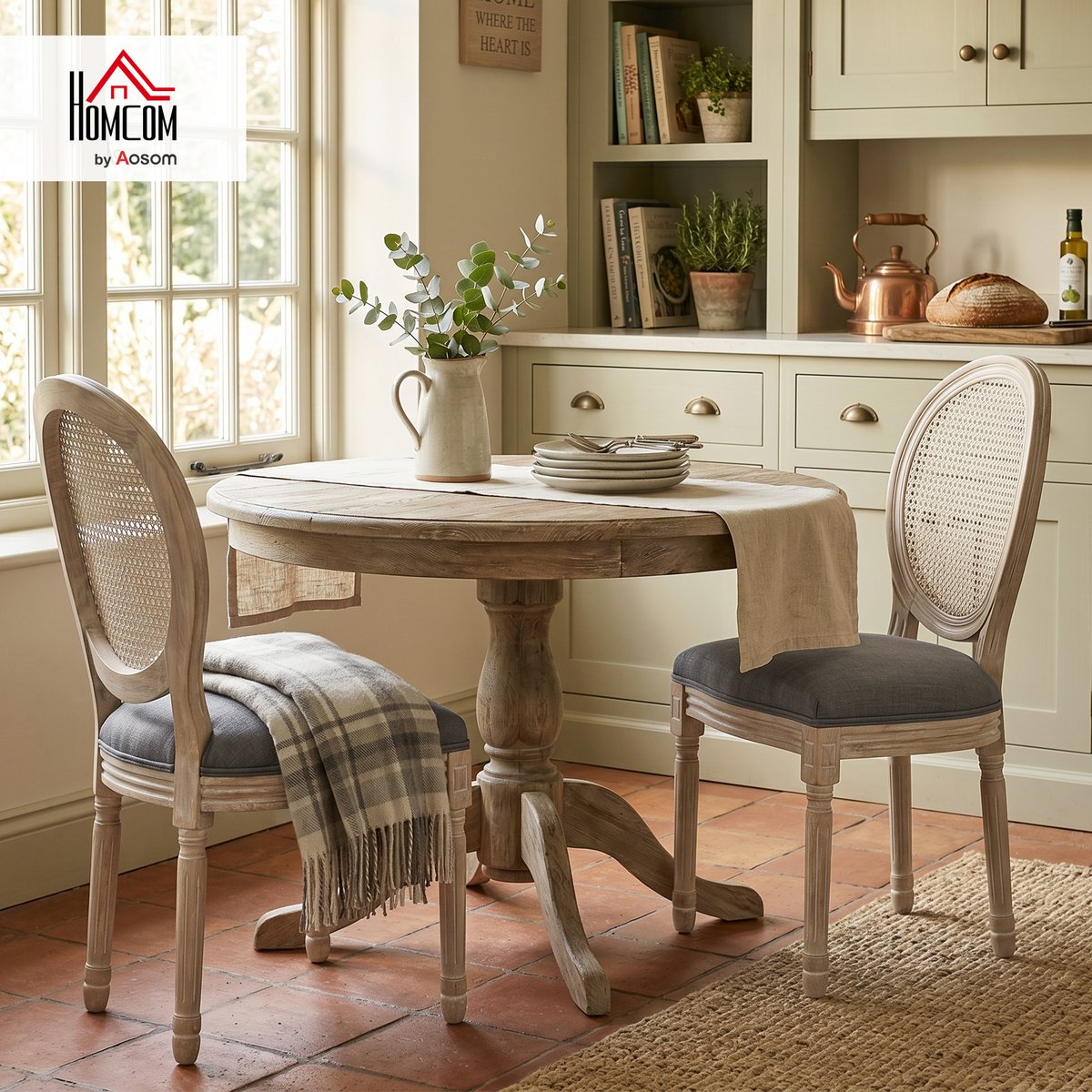 Chaise de salle à manger Tissu polyester au gris, HOMCOM