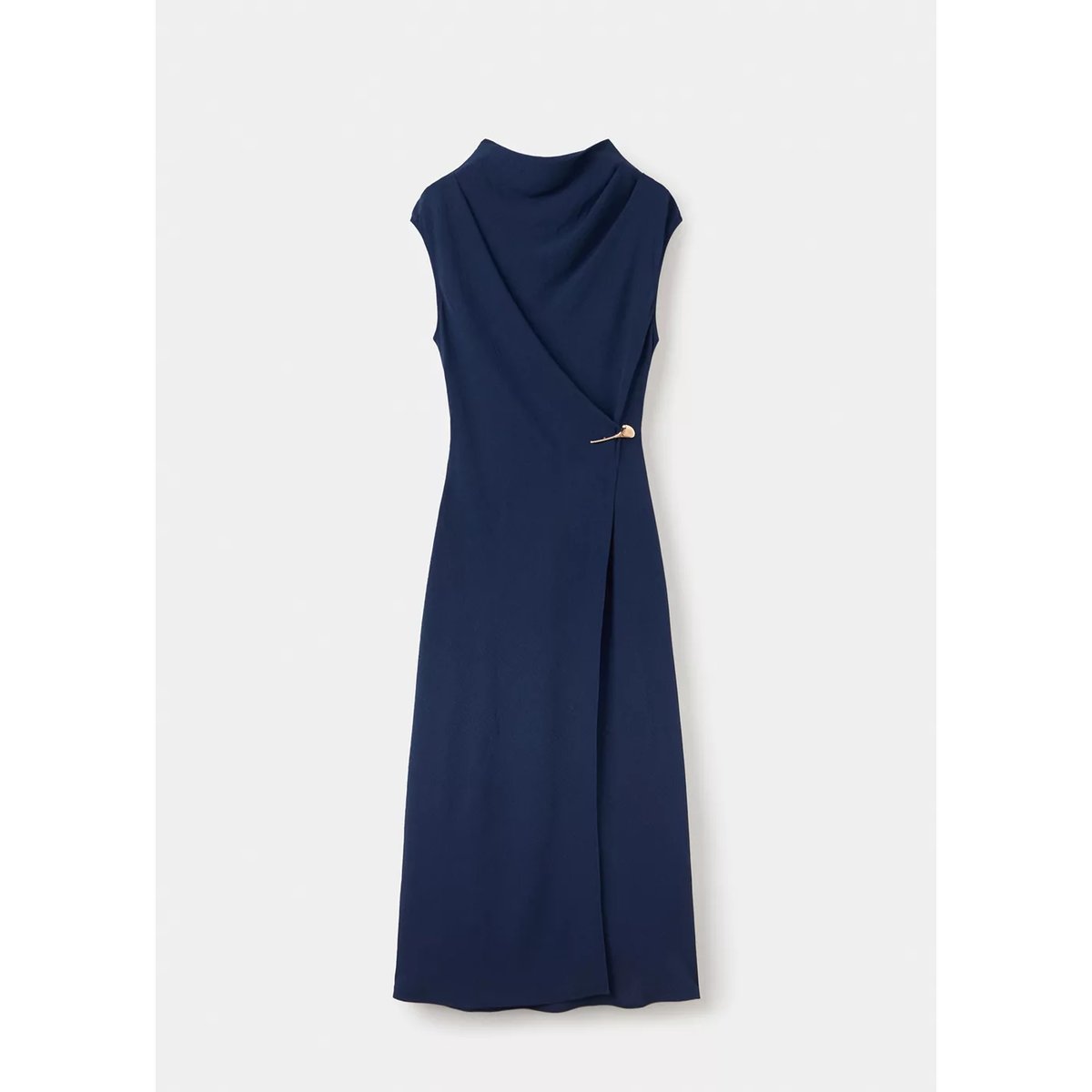 Robe drapée détail bijou bleu nuit, MANGO