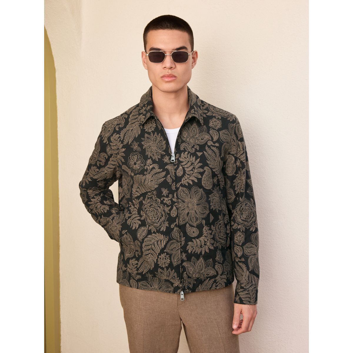 Veste zippée à motif floral noir, NEXT
