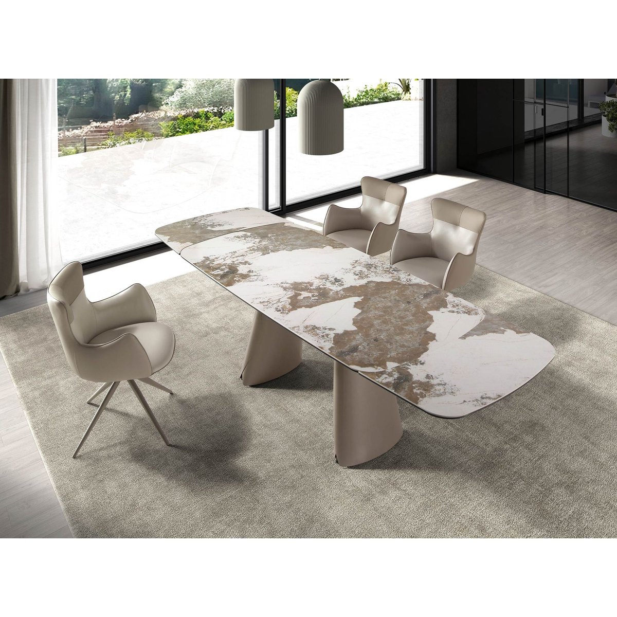 Chaise pivotante en similicuir blanc cassé | greige | sable, ANGEL CERDA