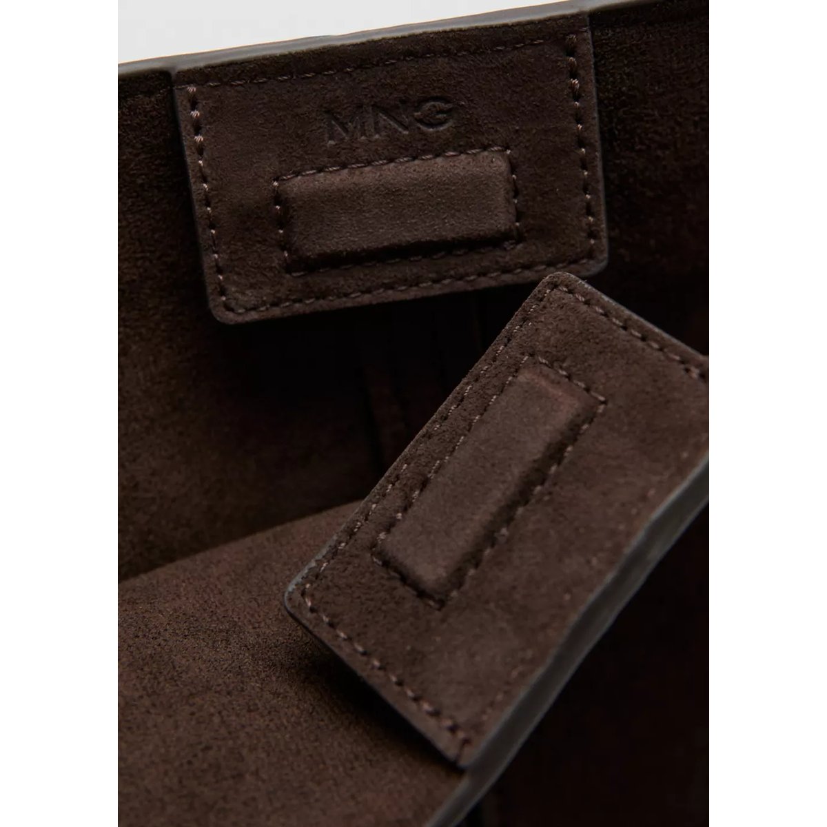 Sac shopper cuir chocolat, MANGO