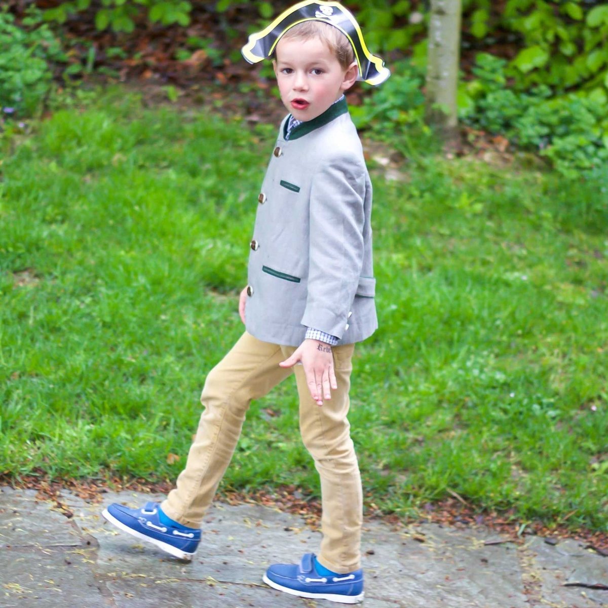Chaussures bateau enfant en cuir, faciles à enfiler - BONI BOAT bleu marine, BONI&SIDONIE
