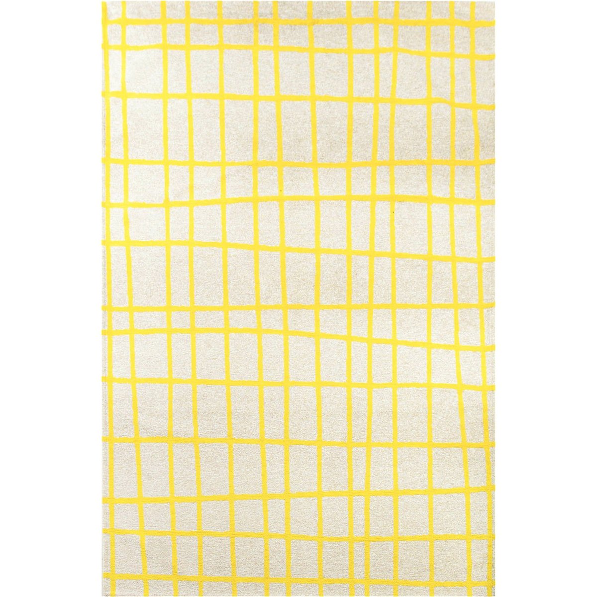 Tapis intérieur extérieur jacquard, CARO beige clair à carreaux jaune vif, RECOLLECTION